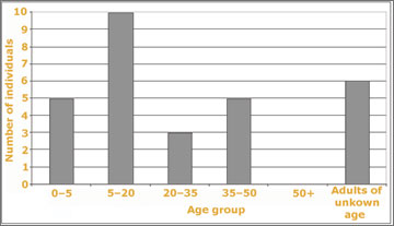 Figure 33. Age groups represented in the 2007 South Tombs Cemetery excavations