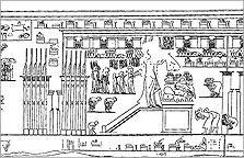 Picture of an Aten temple carved on the wall of the tomb of the high priest Panehsy at Amarna (no. 6) 