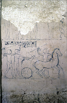 Outline artist’s sketch in tomb no. 9, of Mahu