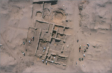 Aerial view of the House of Ranefer, towards the close of the 2002-3 season. East is to the top of the image.
