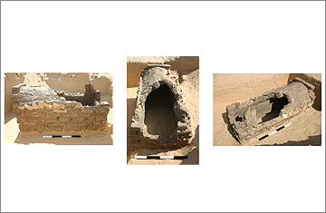 (Fig.17) Brick-vaulted tomb [11397] in G51, facing (from left to right), east, north and north-west